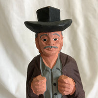 Vintage Handcarved Wooden Western Cowboy Statue