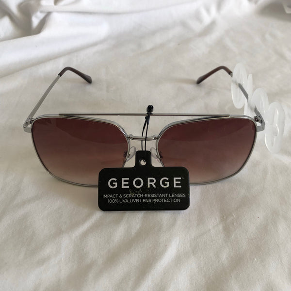 George Vintage Style Silver Tone Sunglasses