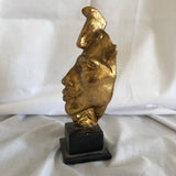 Gold Colored Akhenaten Egyptian Head Sculpture