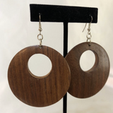 Wooden Round Dangle Earrings