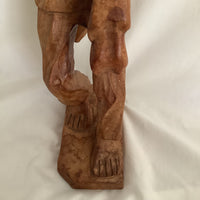 Vintage Fisherman Wood Carving Statue