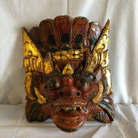 Colorful Painted Wood Dragon Mask- Made In Indonesia