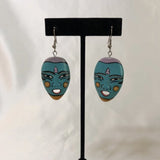 Colorful Painted Mask Face Dangle Earrings