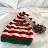 Red & White Striped Beanie Hat