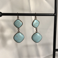 Turquoise Colored Square Dangle Earrings