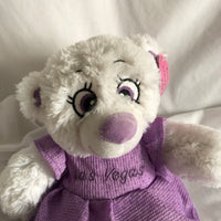 Las Vegas White Teddy Bear with Purple Dress Outfit