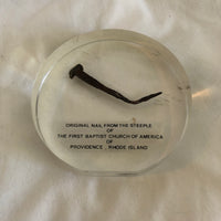 The Original Nail From The Steeple Of The First Baptist Church Of America