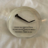 The Original Nail From The Steeple Of The First Baptist Church Of America