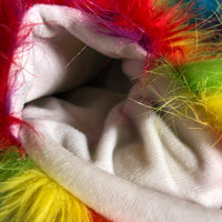 Rainbow Faux Fur Animal Hat Scarf With Mittens