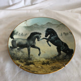 ‘Desert Duel’ Wild Horse Painting Decorative Plate By Chuck Dehaan